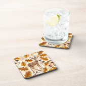 Hirsche im Herbstwald Getränkeuntersetzer (Rechte Seite)