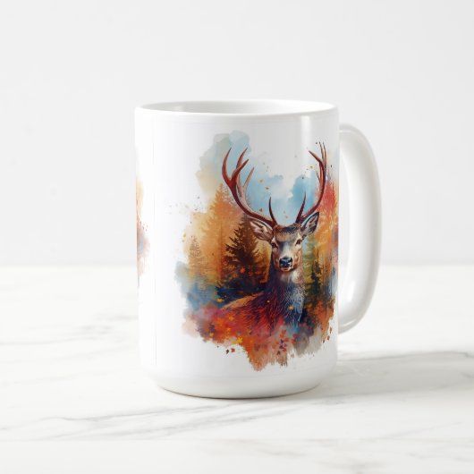 Hirsche im Herbstwald Kaffeetasse (VorderseiteRechts)