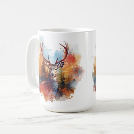 Hirsche im Herbstwald Kaffeetasse (Vorderseite Links)