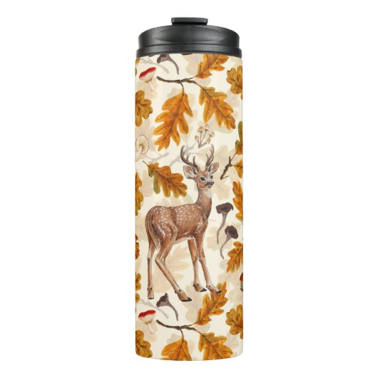 Hirsche im Herbstwald Thermosbecher (Vorderseite)