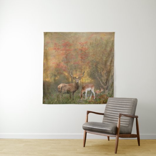 Hirsche im Herbstwald Wandteppich (Beispiel)