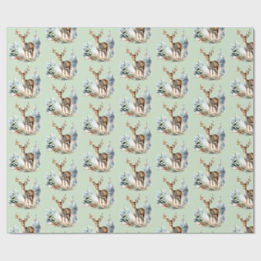 Hirsche im Holzmuster Papier Geschenkpapier (Flach)