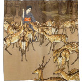 Hirsche im Kasuga Shrine Yoshida Hiroshi 1928 Duschvorhang (Vorderseite)