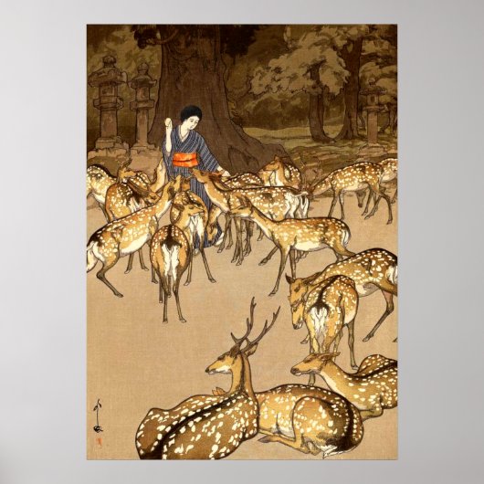Hirsche im Kasuga Shrine Yoshida Hiroshi 1928 Poster (Vorne)