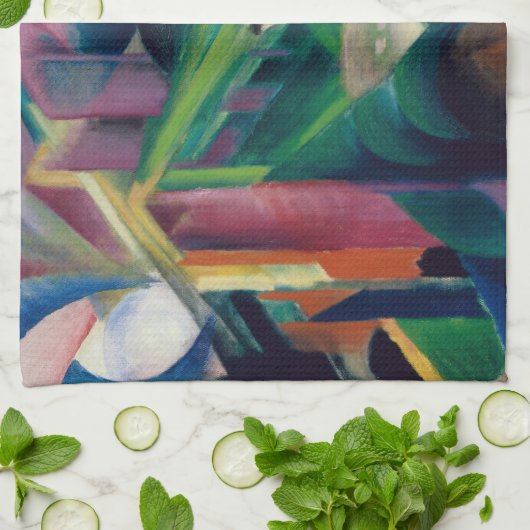 Hirsche im Klostergarten von Franz Marc Geschirrtuch (Gefaltet)