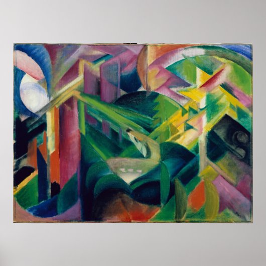 Hirsche im Klostergarten von Franz Marc Poster (Vorne)