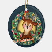 Hirsche im Kranz Keramik Ornament (Links)