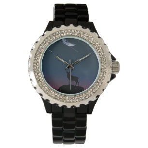 Hirsche im Mondschein Armbanduhr