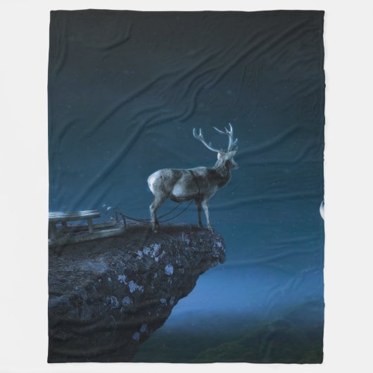 Hirsche im Mondschein Fleecedecke (Vorderseite)