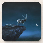 Hirsche im Mondschein Getränkeuntersetzer (Vorderseite)