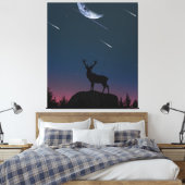 Hirsche im Mondschein Leinwanddruck (Insitu (Schlafzimmer))