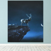 Hirsche im Mondschein Leinwanddruck (Insitu (Holzboden))