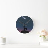 Hirsche im Mondschein Runde Wanduhr (Zuhause)