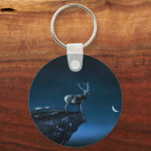 Hirsche im Mondschein Schlüsselanhänger (Vorderseite)