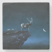 Hirsche im Mondschein Steinuntersetzer (Vorderseite)