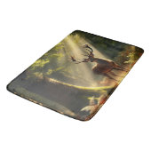 Hirsche im Morgenwald Badematte (Schrägansicht)