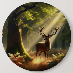 Hirsche im Morgenwald Button
