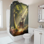 Hirsche im Morgenwald Duschvorhang (Beispiel)