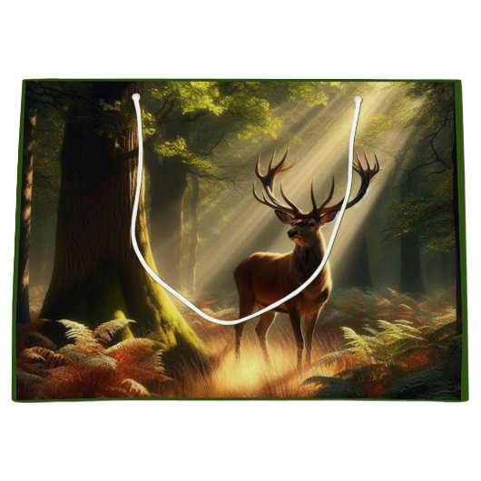 Hirsche im Morgenwald Große Geschenktüte (Vorderseite)