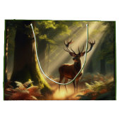 Hirsche im Morgenwald Große Geschenktüte (Rückseite)