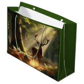 Hirsche im Morgenwald Große Geschenktüte (Vorderseite Schrägansicht)