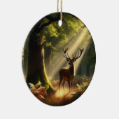 Hirsche im Morgenwald Keramik Ornament (Rechts)