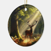 Hirsche im Morgenwald Keramik Ornament (Links)