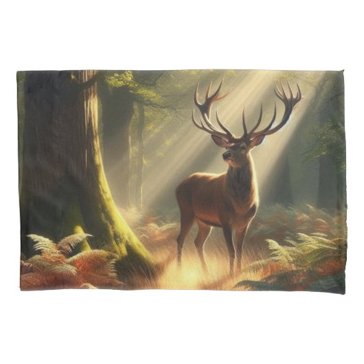 Hirsche im Morgenwald Kissenbezug (Vorderseite)