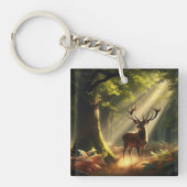 Hirsche im Morgenwald Schlüsselanhänger (Vorderseite)