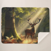 Hirsche im Morgenwald Sherpadecke (Vorderseite (Horizontal))