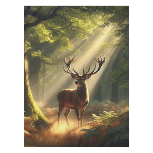 Hirsche im Morgenwald Tischdecke (Vorderseite)