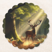 Hirsche im Morgenwald Untersetzer (Vorderseite)
