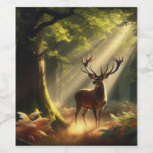 Hirsche im Morgenwald Weinetikett (Einzelnes Label)