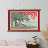 Hirsche im Nara Park, Hasui Kawase, Holzschnitt Wandteppich Mit Holzrahmen (Schlafzimmer)