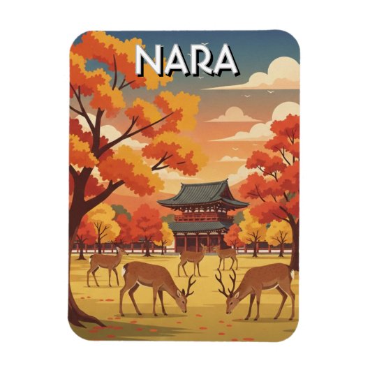 Hirsche im Nara-Park Japan Reise Magnet (Vertikal)