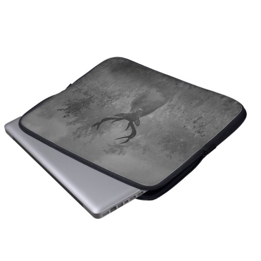 Hirsche im Nebel Laptopschutzhülle (Vorne Knopf)