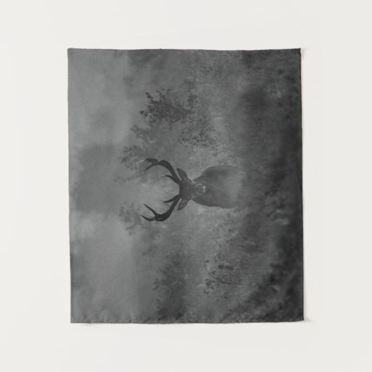 Hirsche im Nebel Wandteppich (Vorderseite)