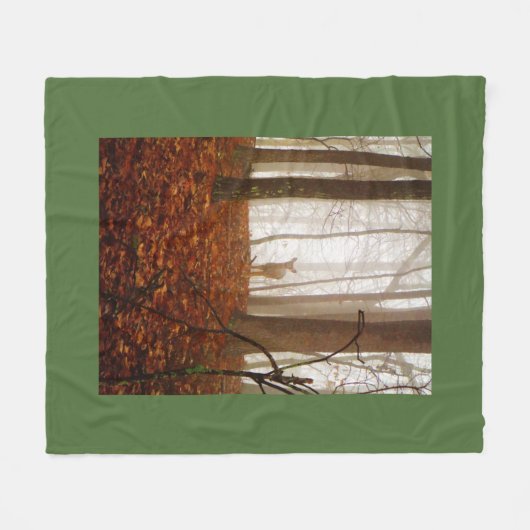 Hirsche im Nebelnebel Fleecedecke (Vorderseite (Horizontal))