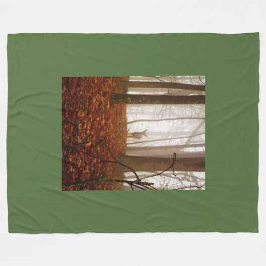 Hirsche im Nebelnebel Fleecedecke (Vorderseite (Horizontal))