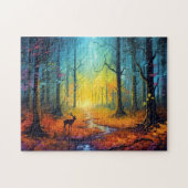 Hirsche im Regenbogen-Herbstwald Puzzle (Horizontal)