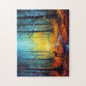 Hirsche im Regenbogen-Herbstwald Puzzle (Vertikal)