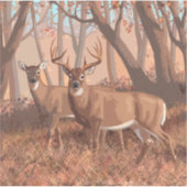 Hirsche im Retrostil des Waldes Aufkleber (Vorderseite)