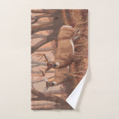 Hirsche im Retrostil des Waldes Badhandtuch Set (Handtuch)