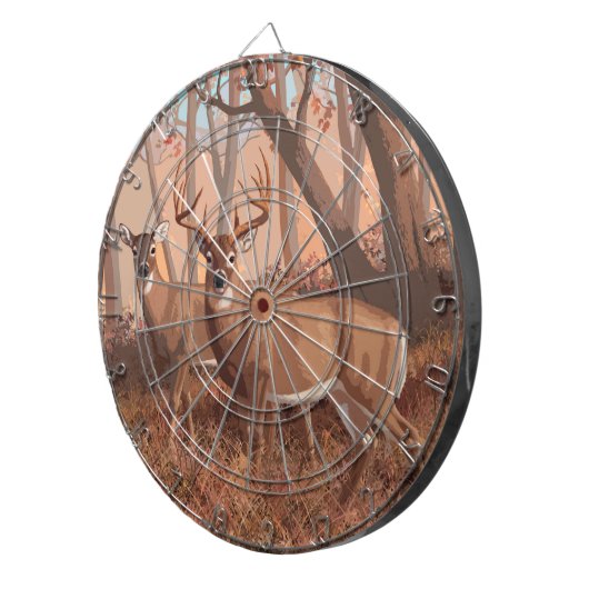 Hirsche im Retrostil des Waldes Dartscheibe (Vorderseite rechts)