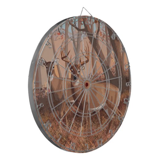 Hirsche im Retrostil des Waldes Dartscheibe (Vorderseite Links)