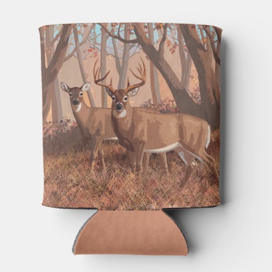 Hirsche im Retrostil des Waldes Dosenkühler (Rückseite)