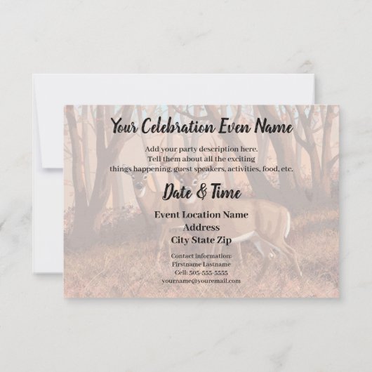 Hirsche im Retrostil des Waldes Einladung (Rückseite)