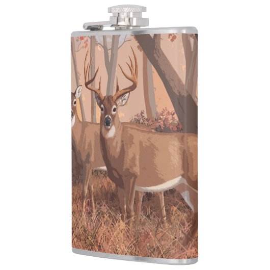 Hirsche im Retrostil des Waldes Flachmann (Links)