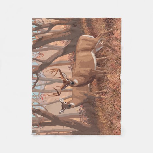 Hirsche im Retrostil des Waldes Fleecedecke (Vorderseite)