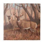 Hirsche im Retrostil des Waldes Fliese (Vorderseite)